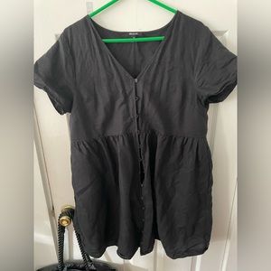 Madewell black linen mini dress
